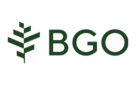 BOMA BEST - Logo of BGO featuring a stylized green block design on the left, representing an eco-friendly home concept, and the letters "BGO" in green on the right, highlighting their commitment to BOMA BEST standards.