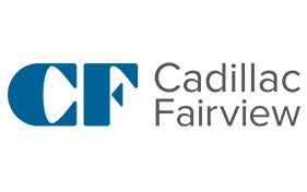 BOMA BEST - Logo of Cadillac Fairview, featuring the initials "CF" in blue beside the company's name in gray text, embodies a commitment to sustainability, as reflected in their pursuit of BOMA BEST certification for making spaces feel like home.